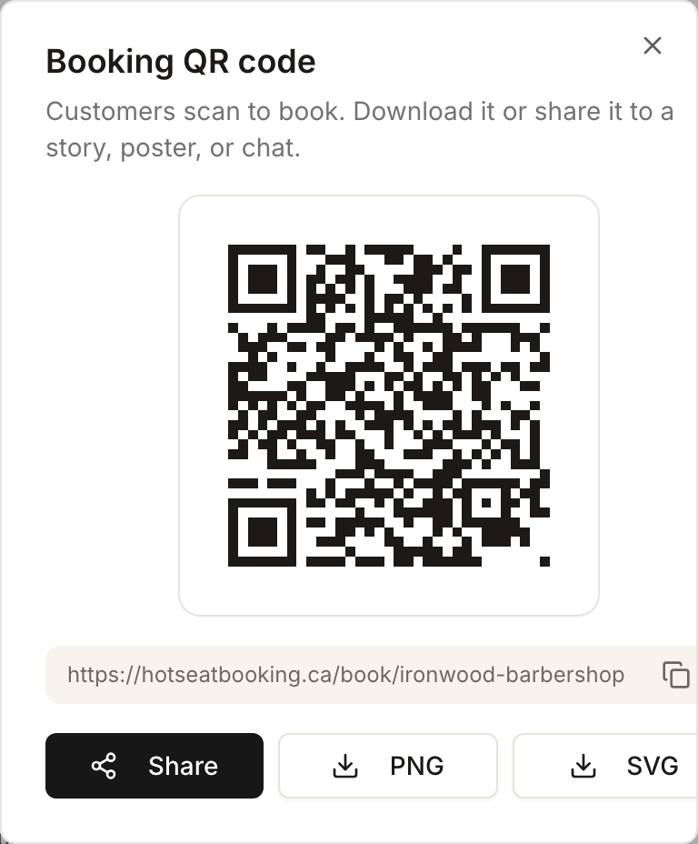 Your booking QR code