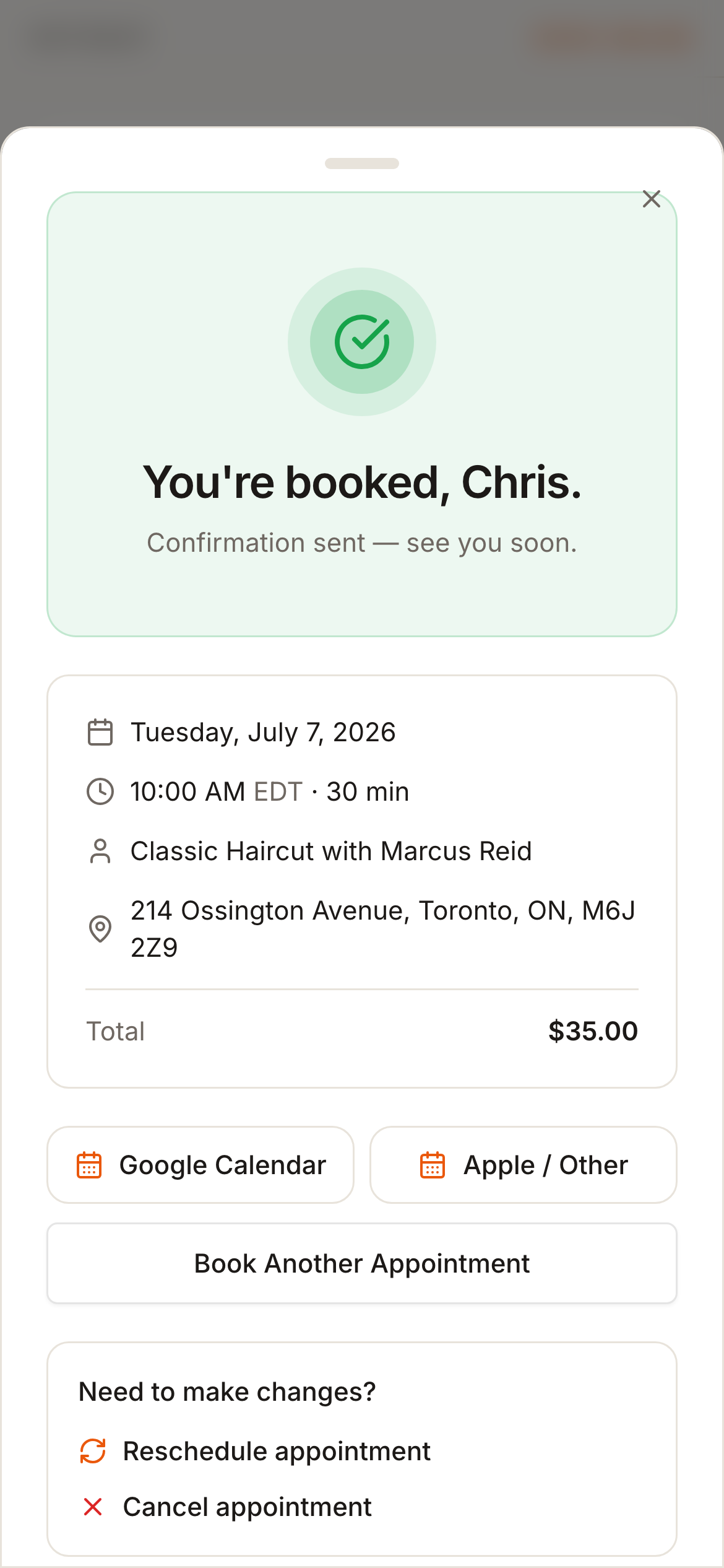 Booked and confirmed